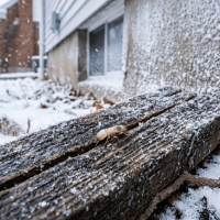 termite on snowy piece of wood
